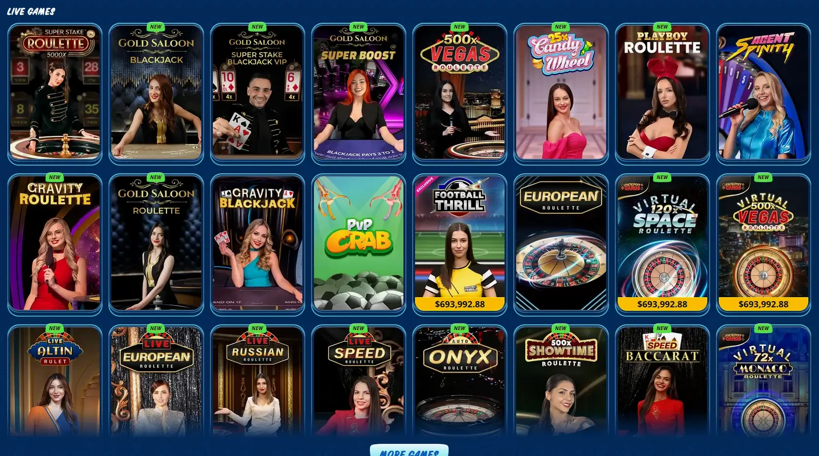 Winspirit Online Casino Spielübersicht